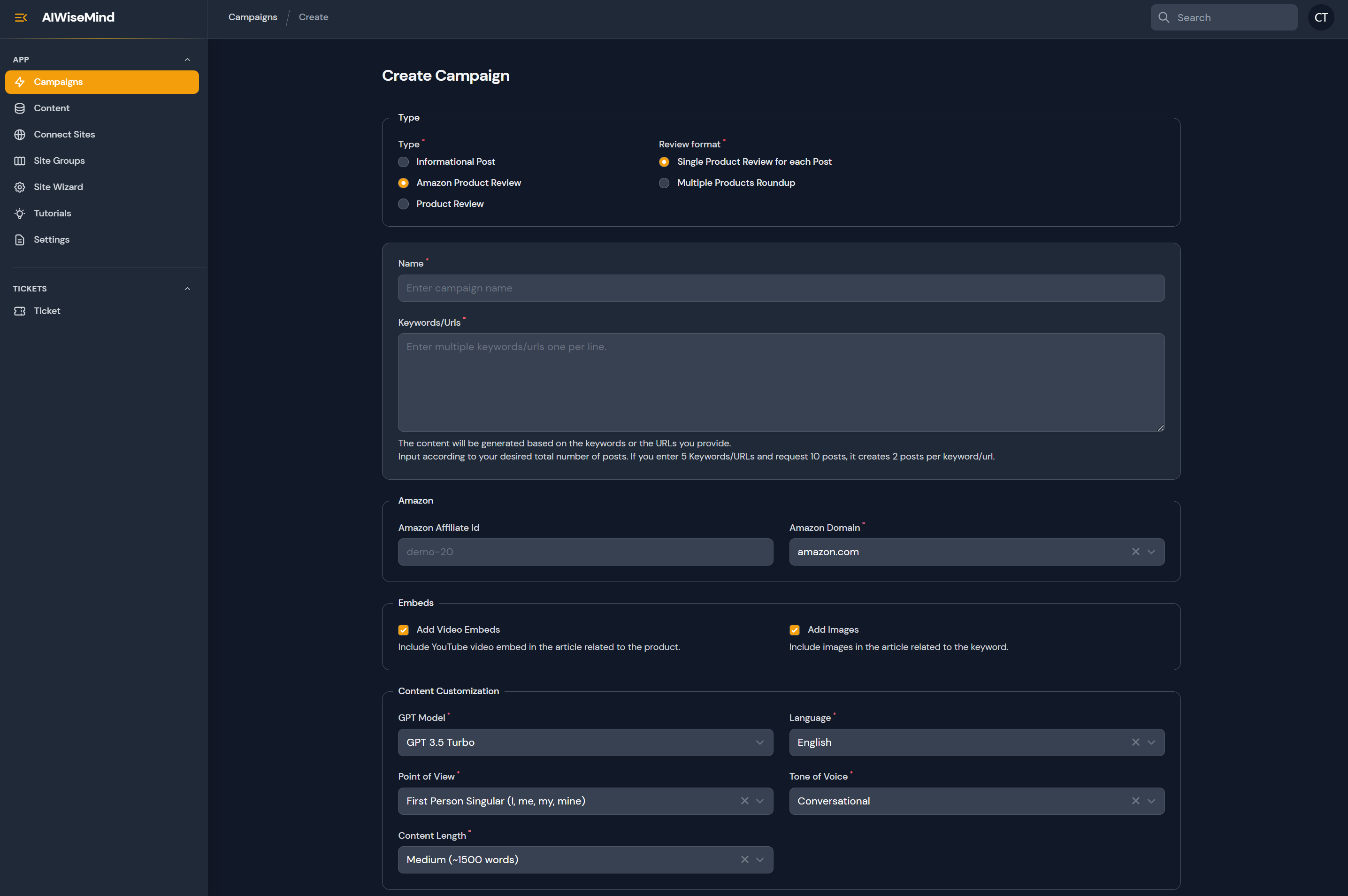 aiwisemind review dashboard