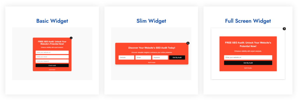 myseoauditor lead gen widgets